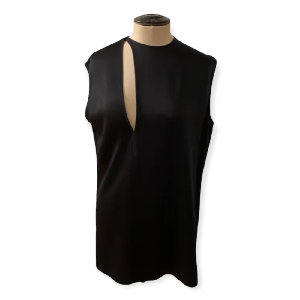 Haider Ackermann black 100% silk sleeveless cut out top 38